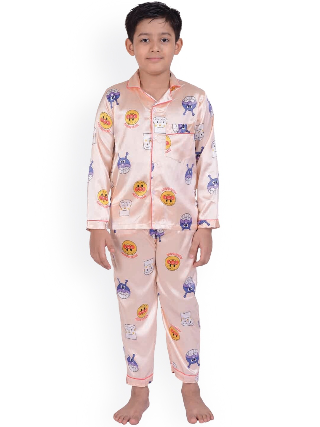 

Zoom Minimondo Unisex Kids Peach Satin Night Suit Set