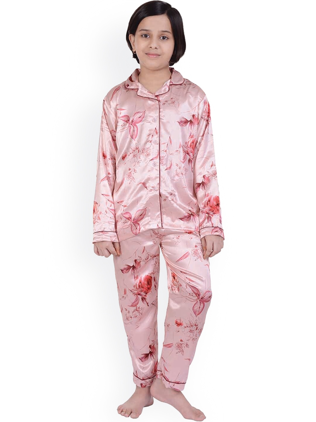 

Zoom Minimondo Girls Pink & Red Printed Night Suit