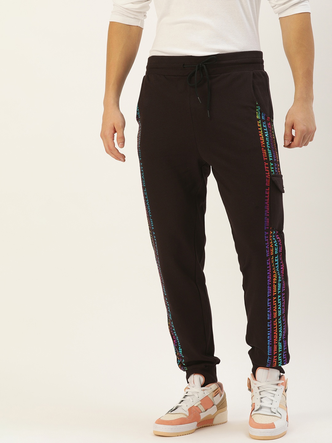 

FOREVER 21 Men Black Printed Pure Cotton Joggers
