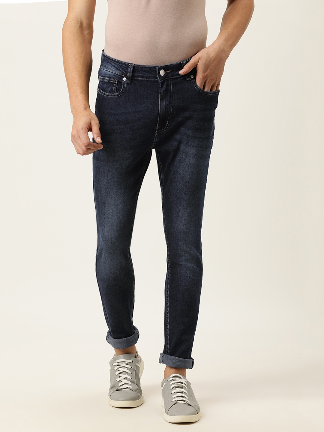 

FOREVER 21 Men Blue Light Fade Slim Fit Stretchable Jeans