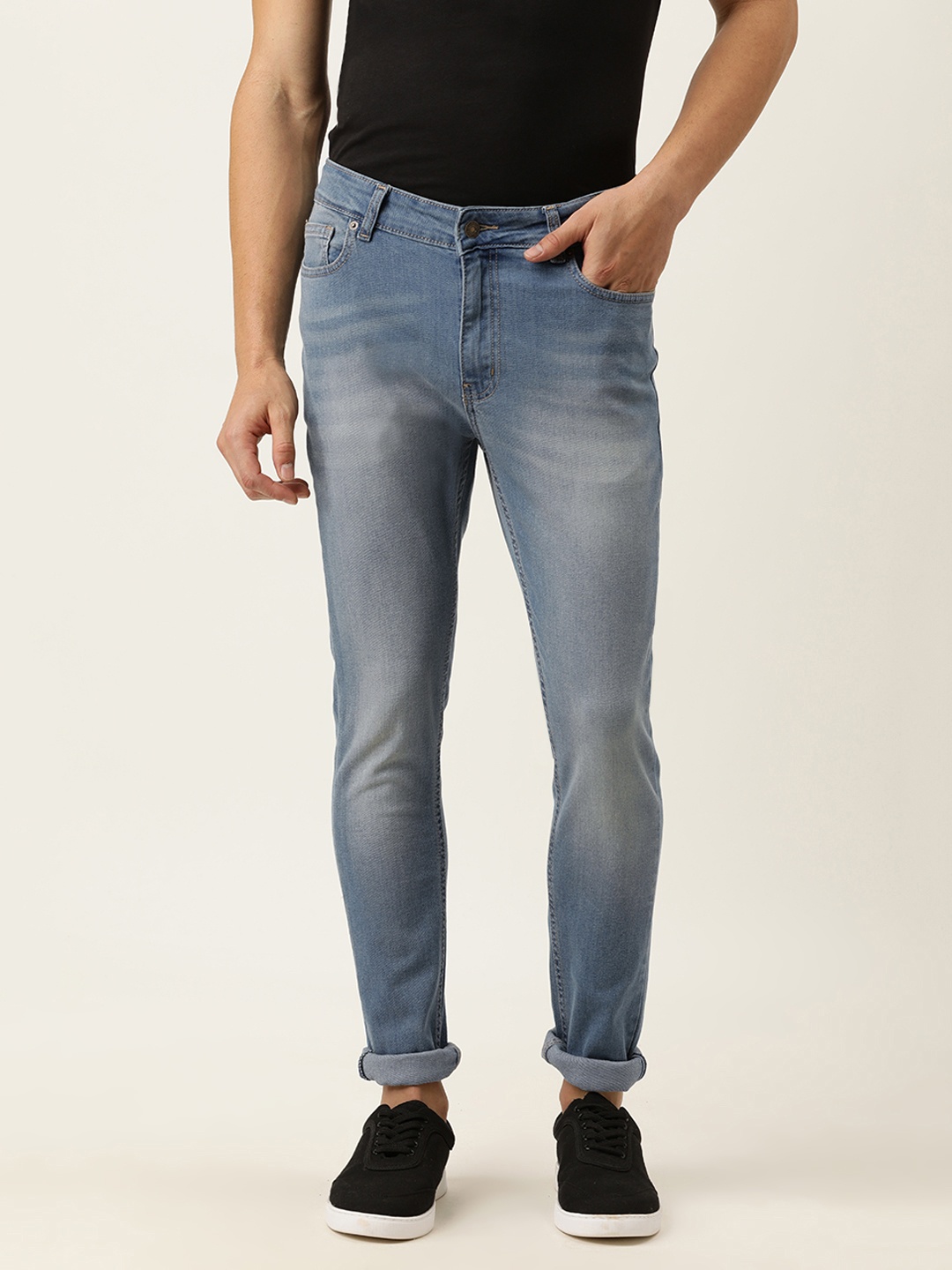 

FOREVER 21 Men Blue Light Fade Slim Fit Stretchable Jeans