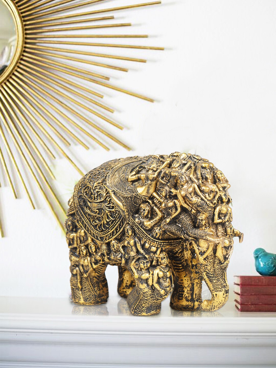 

THE ARTMENT Gold-Toned Carved Elephant Table Accent Showpiece