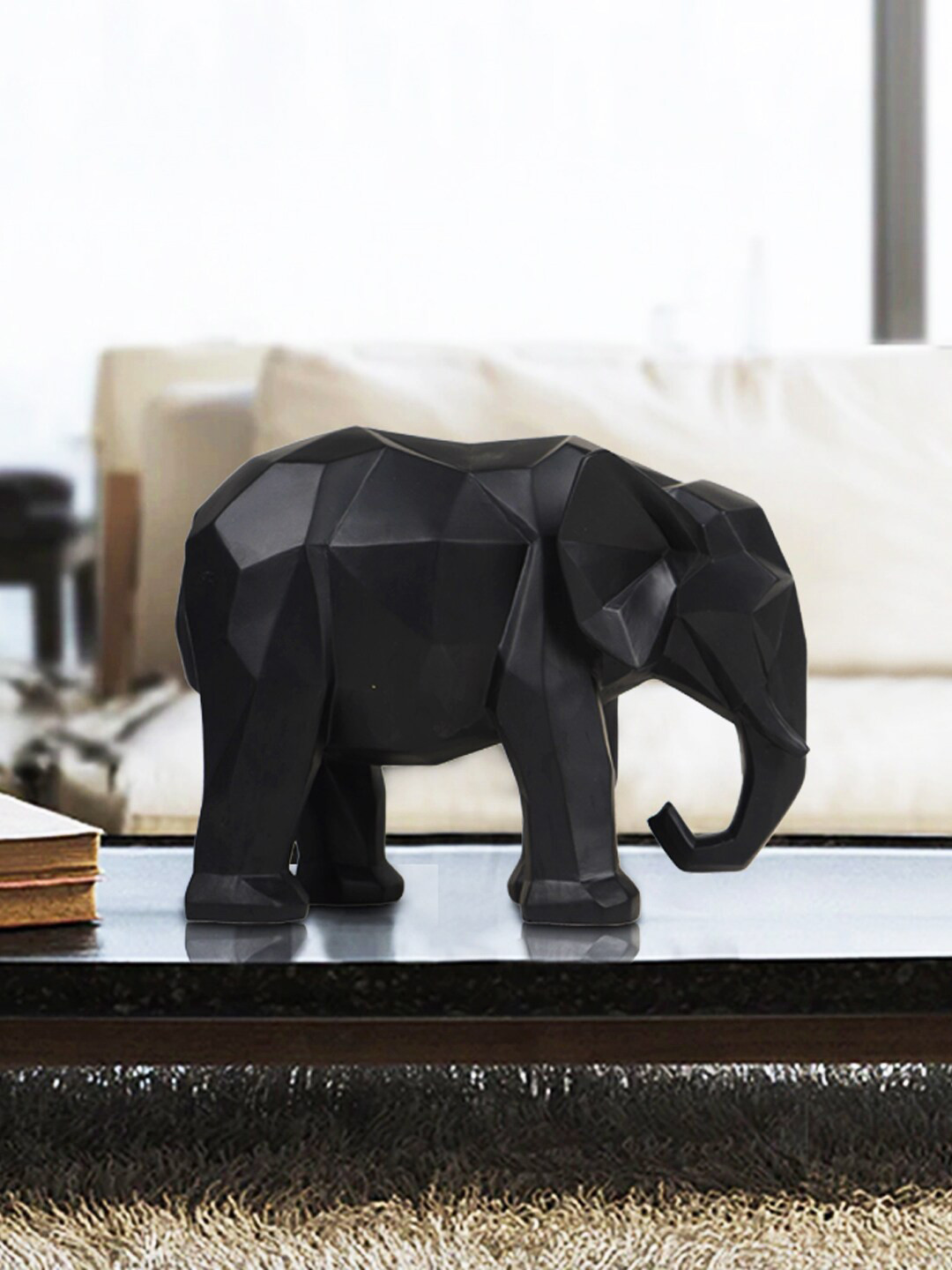 

THE ARTMENT Black Modern Art Geometric Elephant Accent Showpiece