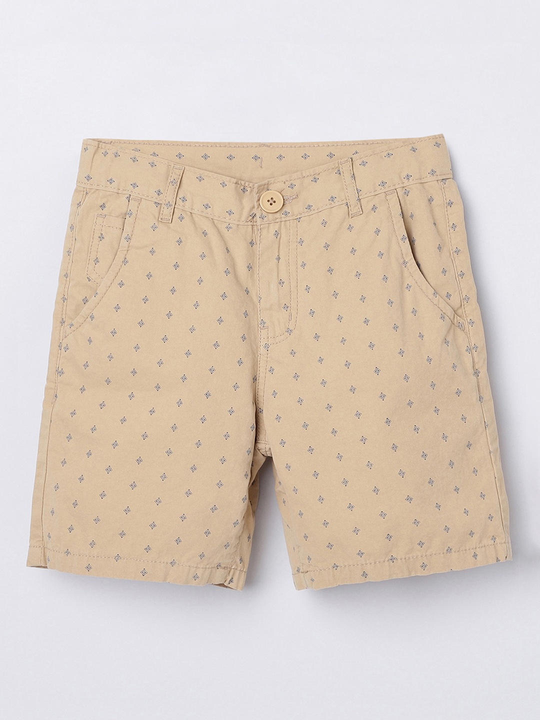 

max Boys Beige Conversational Printed Regular Shorts