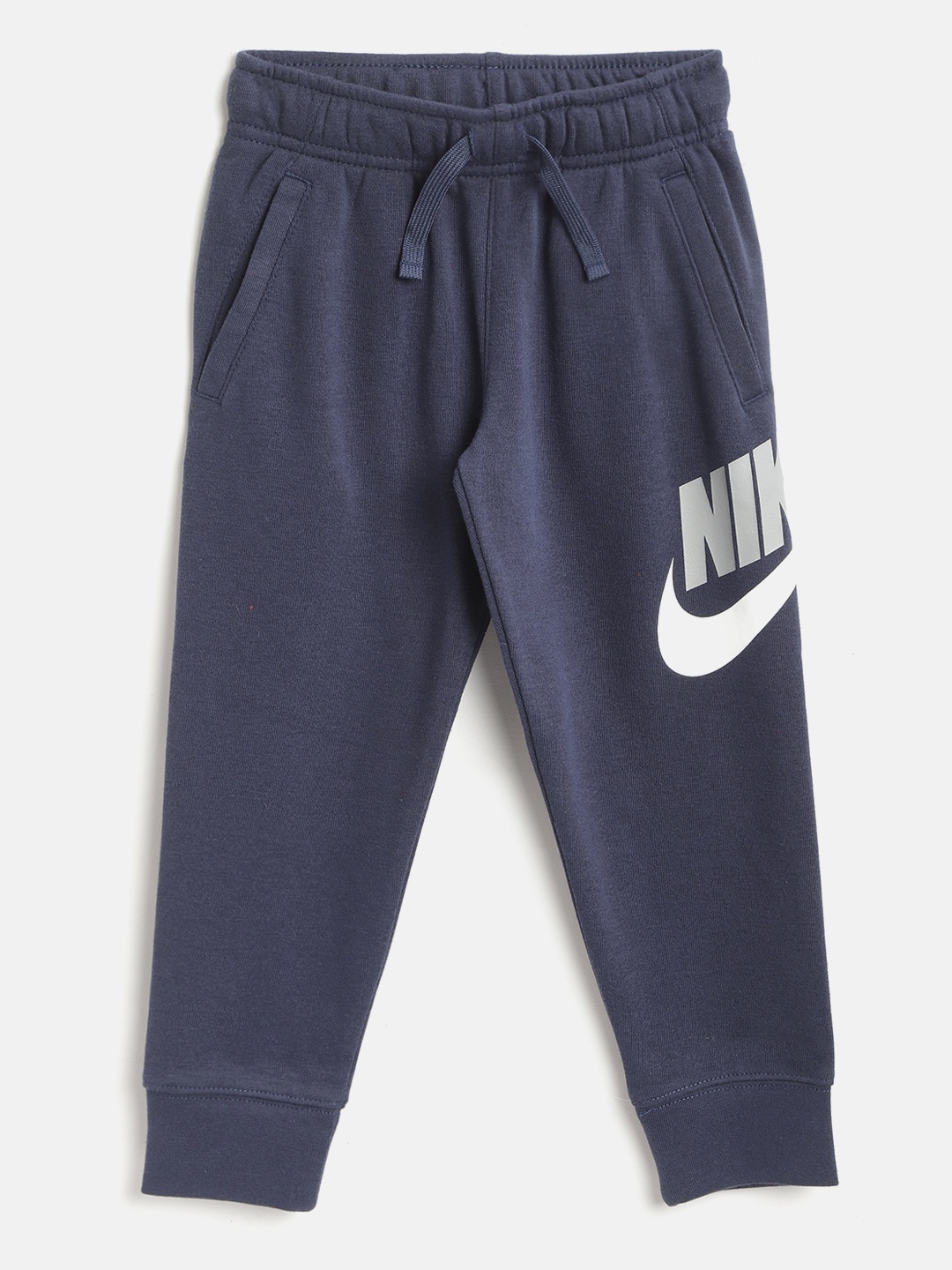 

Nike Boys Navy Blue Brand Logo Printed Club French Terry Pants