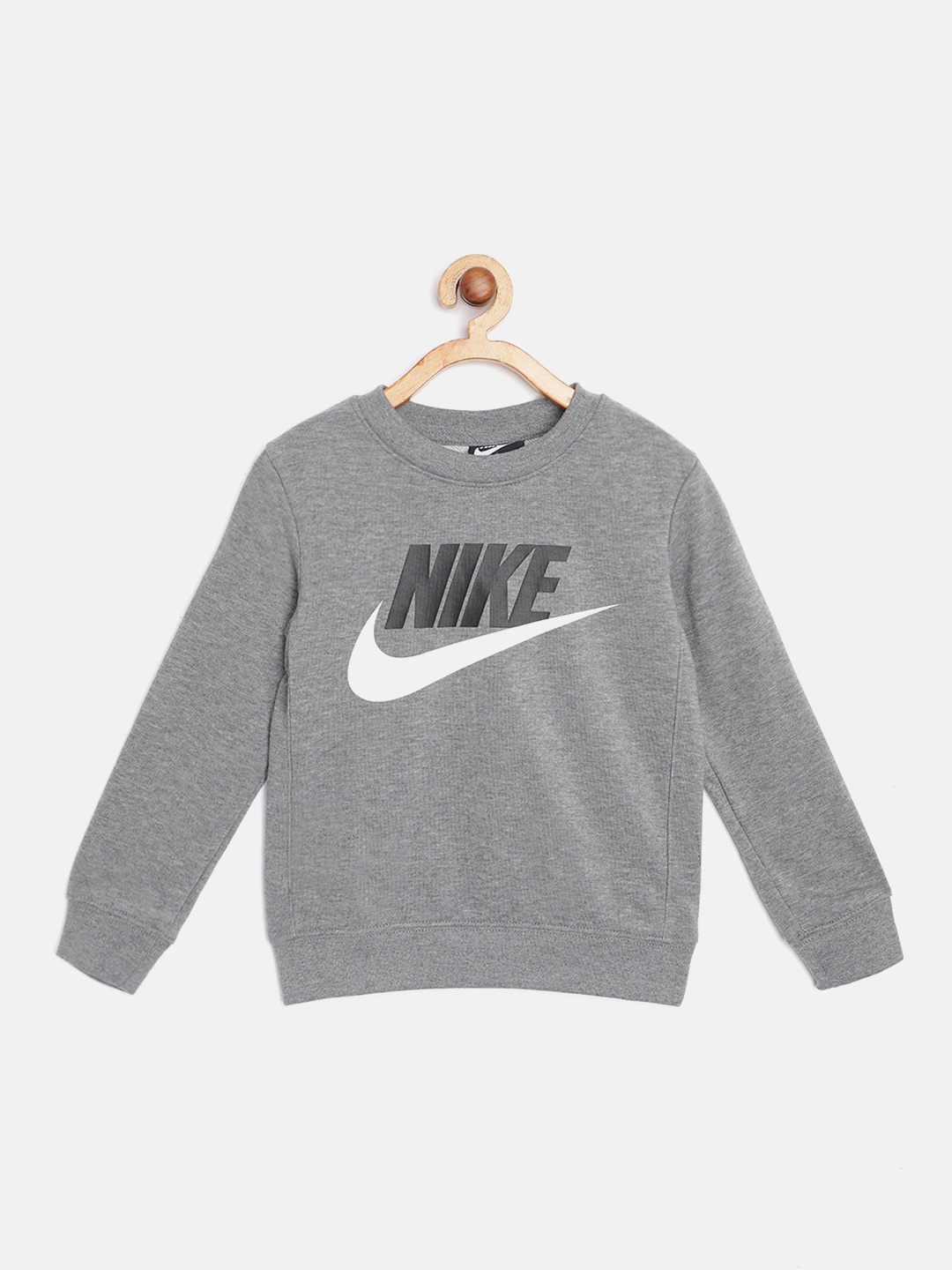 

Nike Boys Grey & Black Brand Logo Print Club HBR FT Sweatshirt