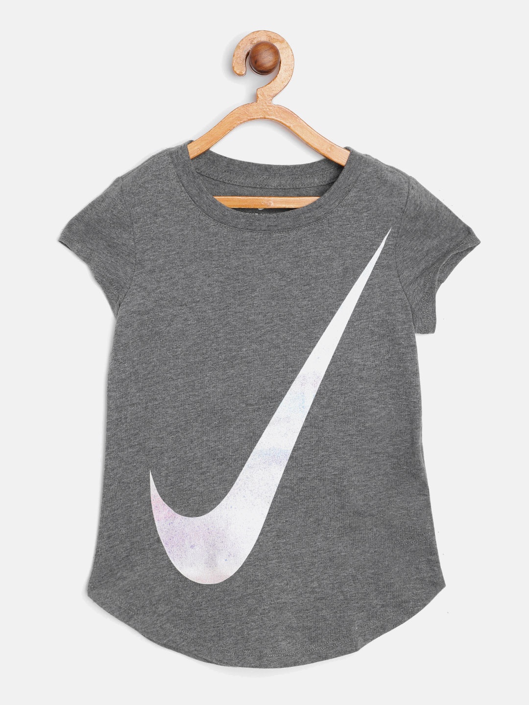 

Nike Girls Charcoal Grey & Off-White Swoosh Rise Logo Print T-Shirt