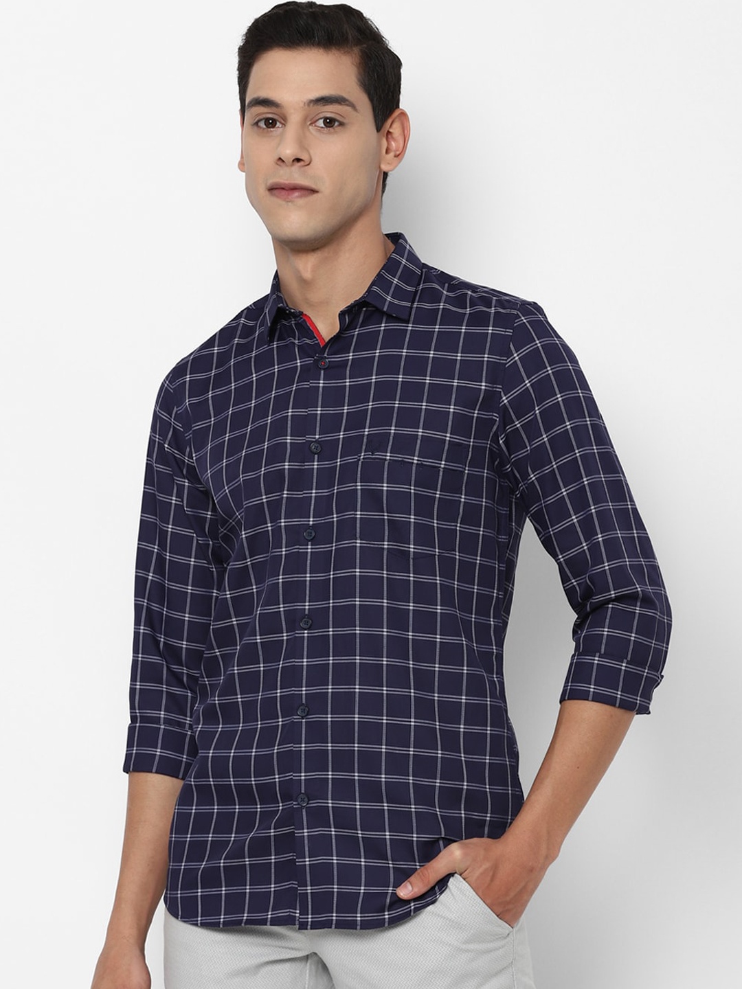 

Allen Solly Men Navy Blue Slim Fit Checked Casual Shirt