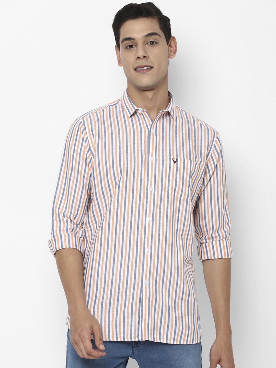 

Allen Solly Men Multicoloured Slim Fit Striped Casual Shirt, Multi