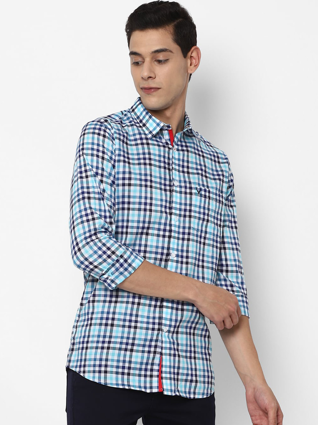 

Allen Solly Men Blue Slim Fit Checked Casual Shirt