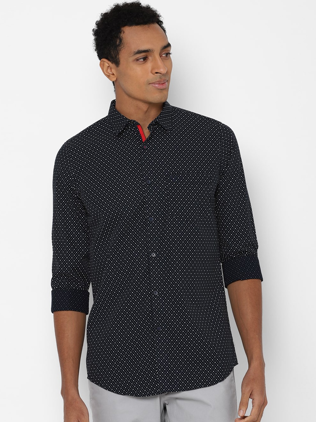 

Allen Solly Men Navy Blue Slim Fit Printed Casual Shirt