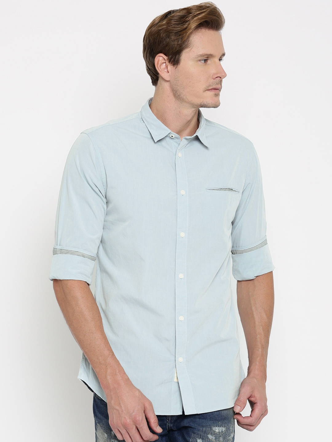 

SELECTED Men Blue Slim Fit Solid Casual Shirt