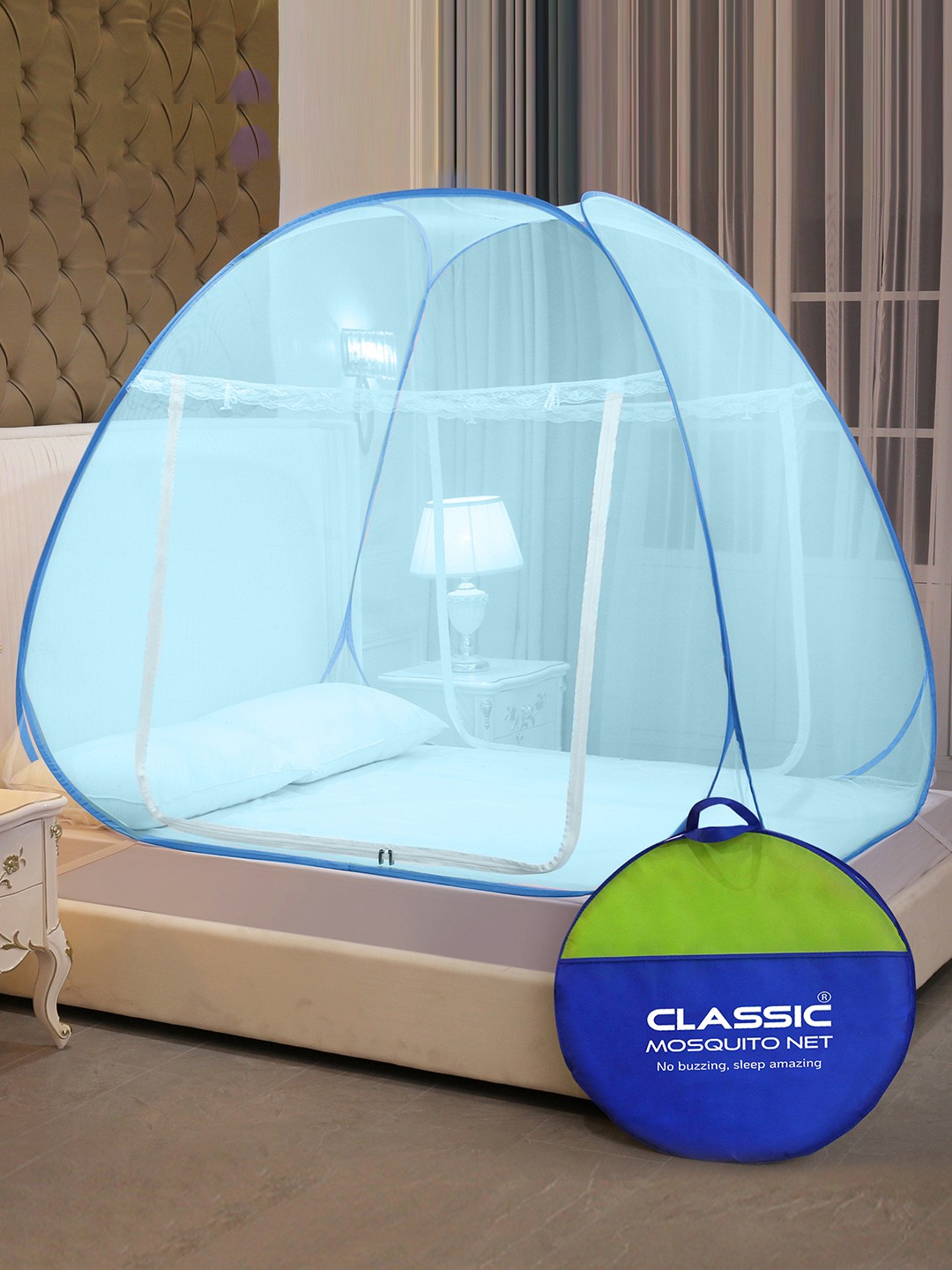

Classic Mosquito Net Blue Solid Full Double King Size Mosquito Net With Bag