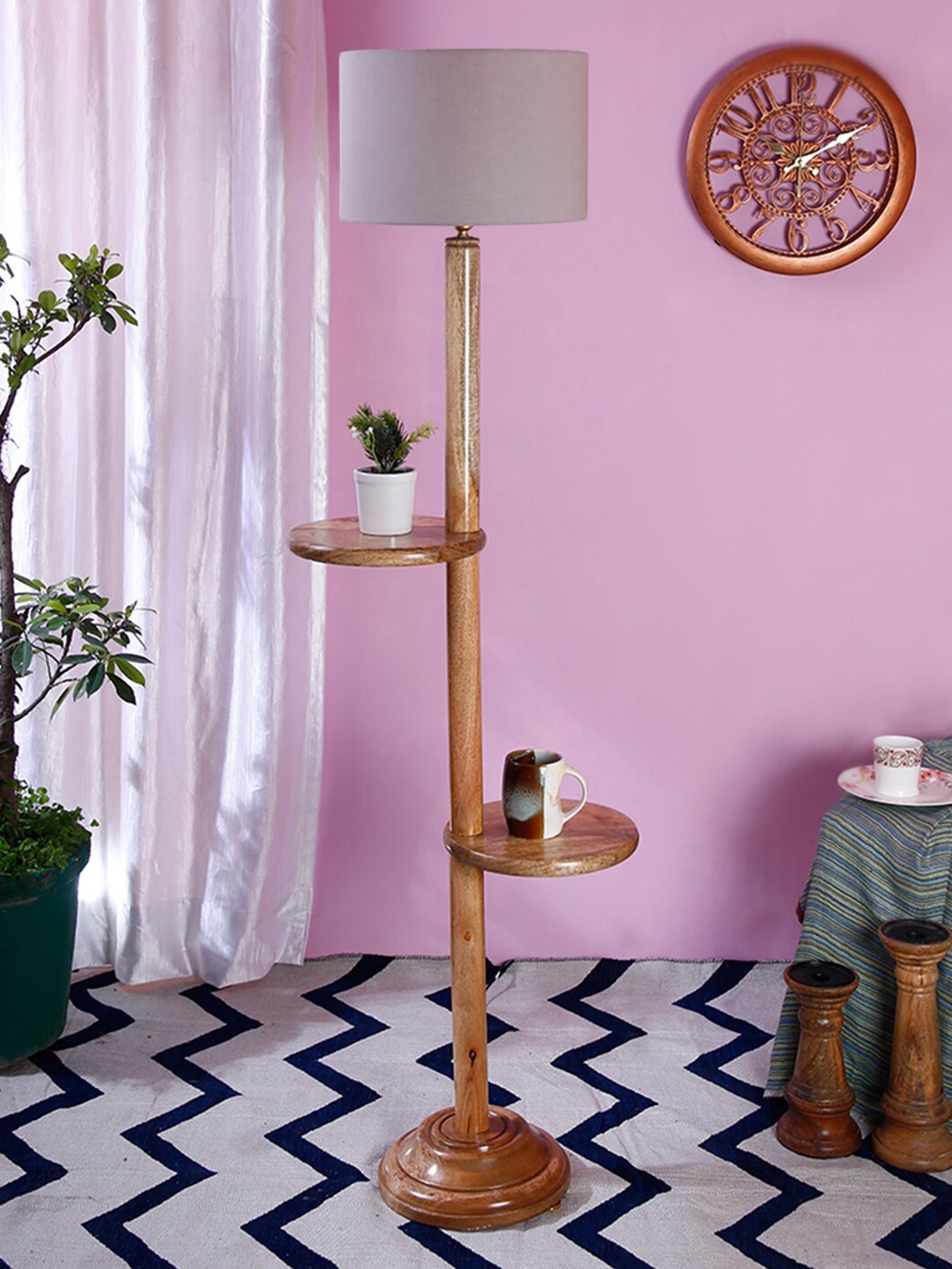 

Devansh Beige Fabric Traditional Shelf Lamp with Shade