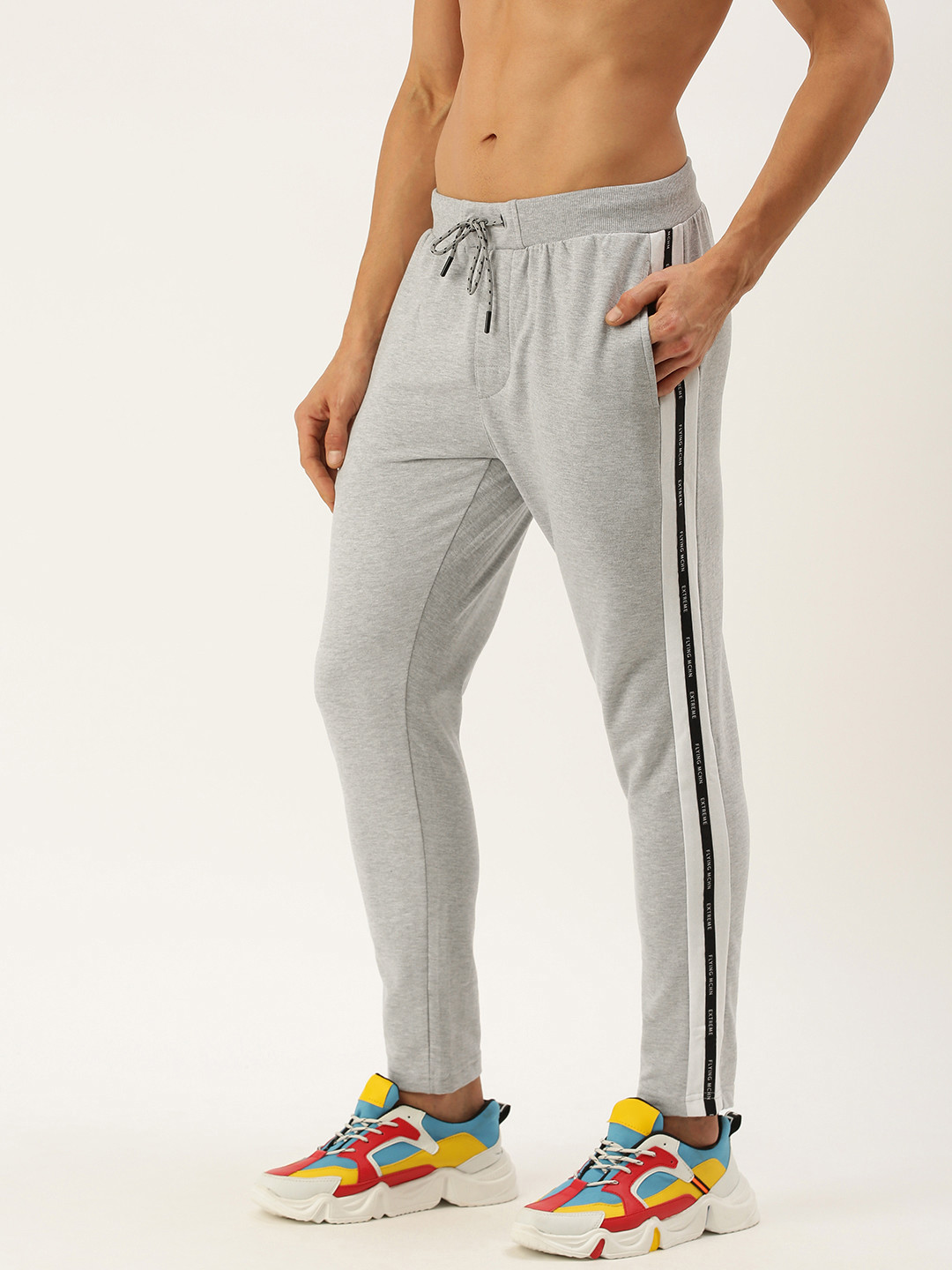 

Flying Machine Men Grey Solid Regular Fit Track Pants With Side Stripes