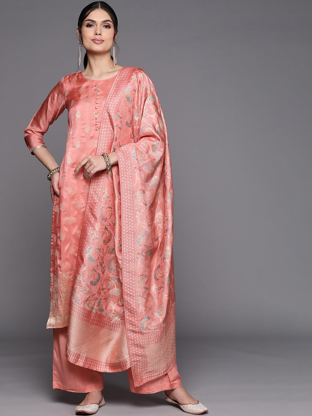 

Biba Pink Silk Georgette Unstitched Dress Material