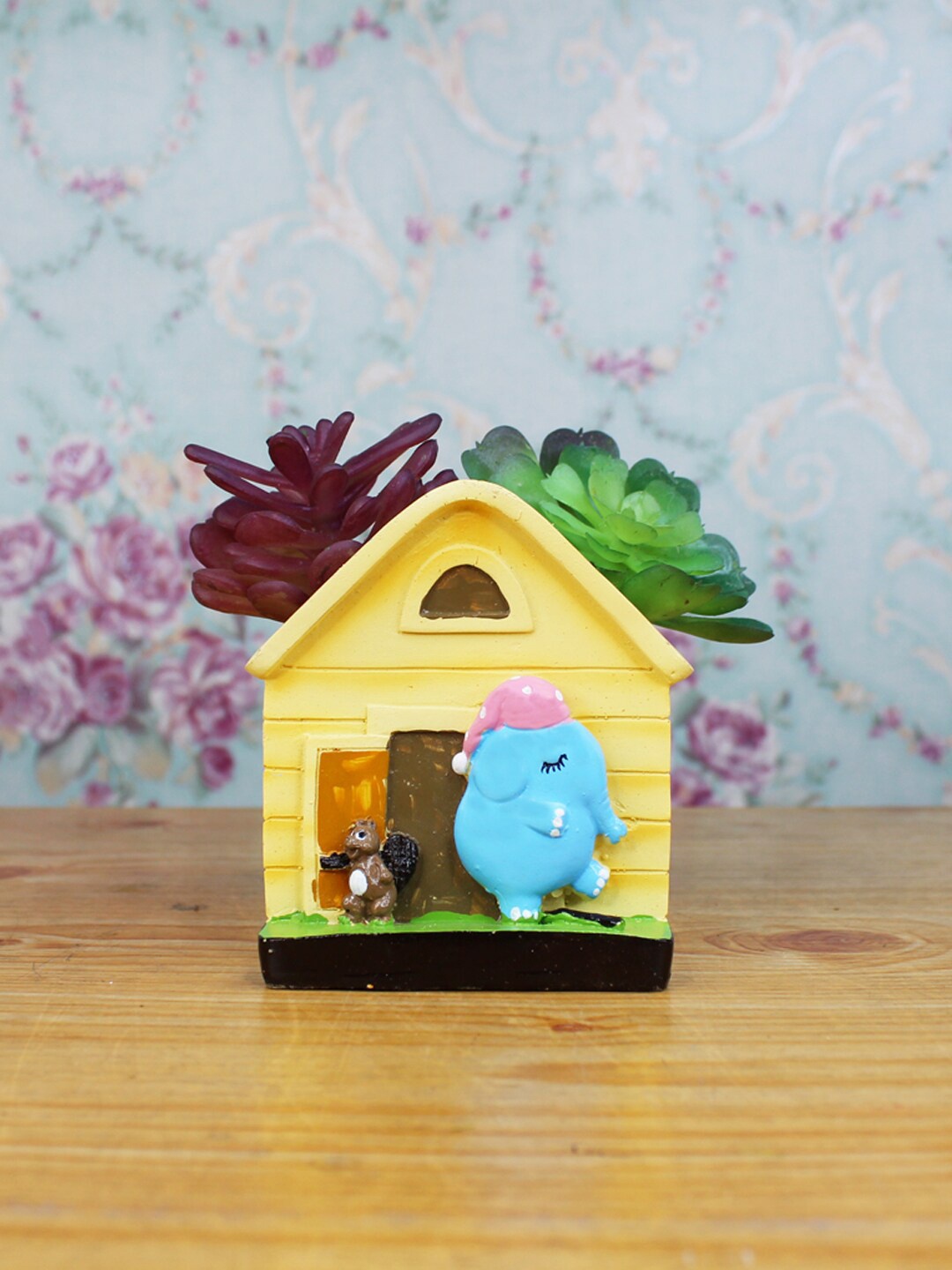 

Wonderland Beige & Blue Elephant Outside House Resin Planter