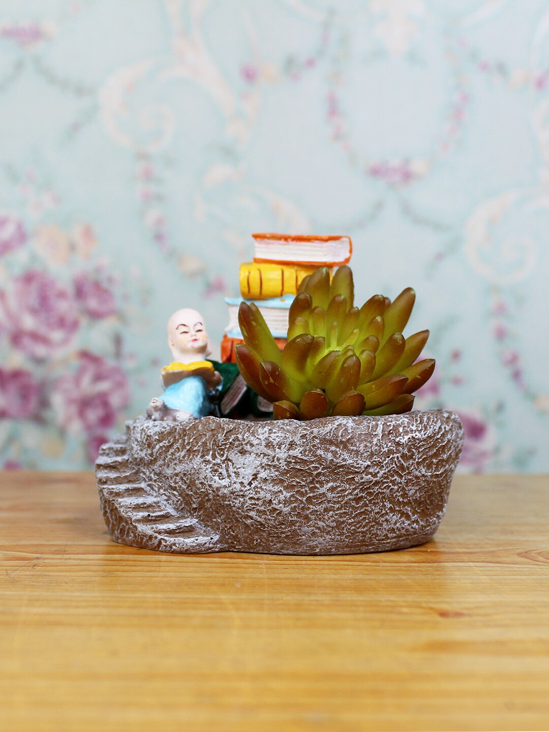 

Wonderland Brown & Blue Monk & Books Planter