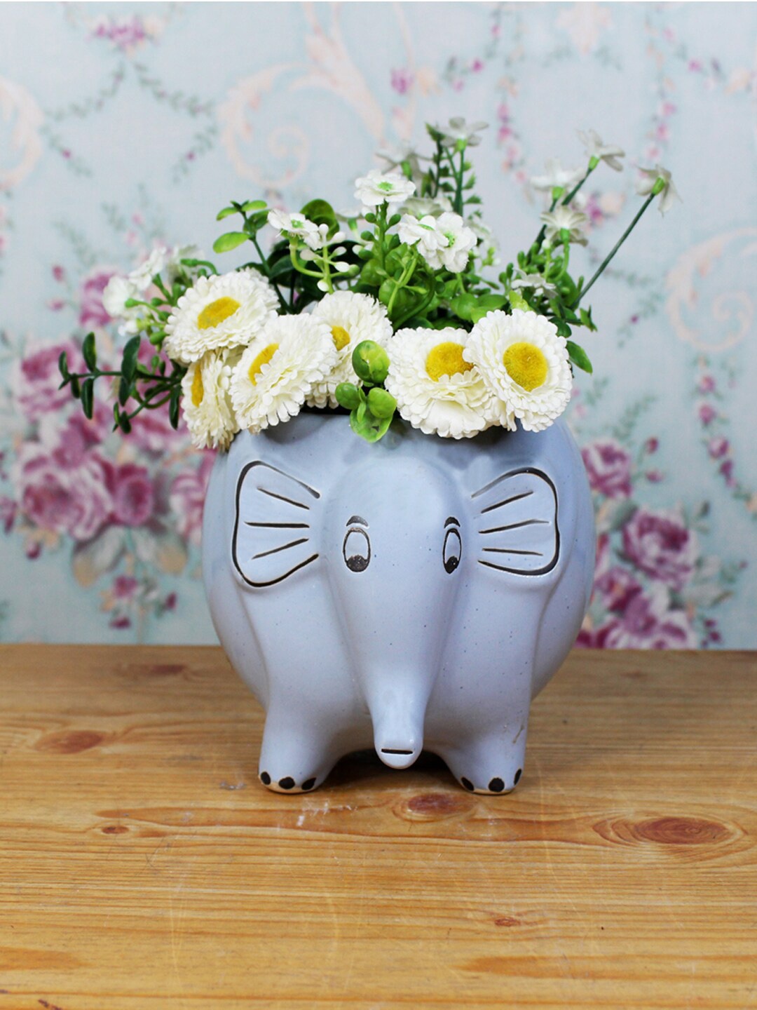 

Wonderland Blue Ceramic Elephant Planter