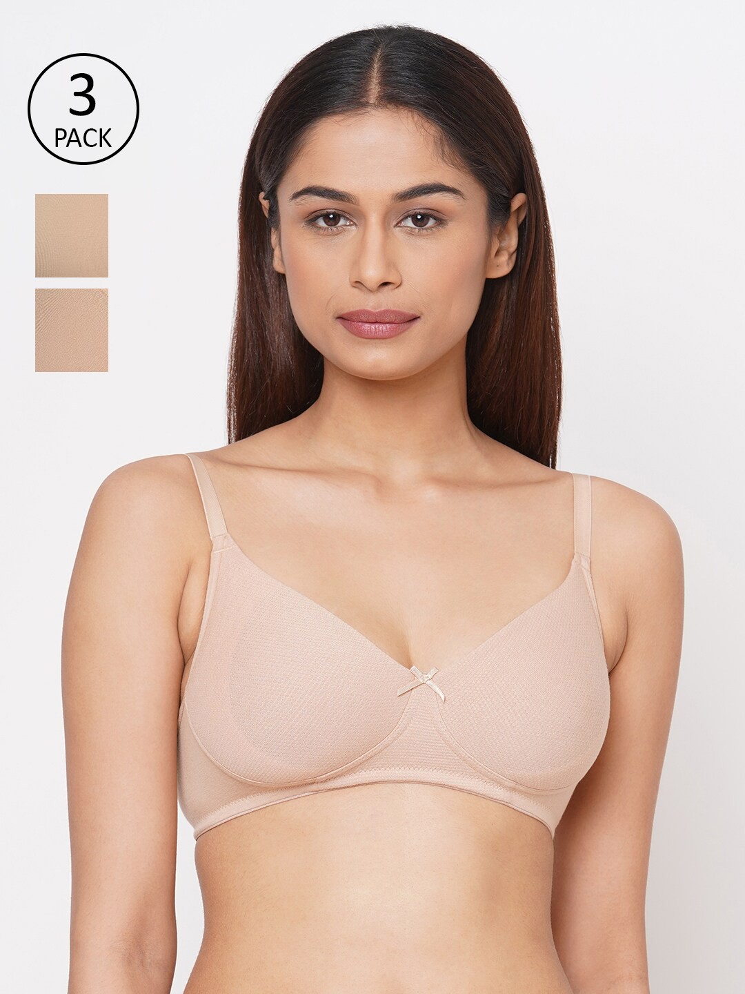 

Inner Sense Woman Beige & Pink Pack of 3 Anti Odour,Organic Everyday Bra- ISBK01-Skin