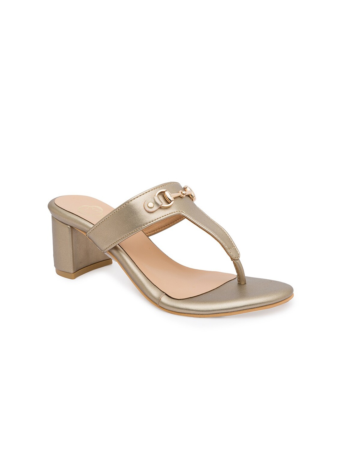 

Ceriz Eulalia Women Gold Western-Embellished Block Heel Sandals