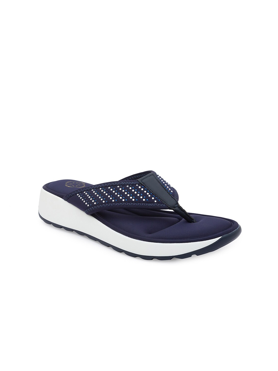 

Ceriz Calida Women Navy Blue & White T-Strap Flats