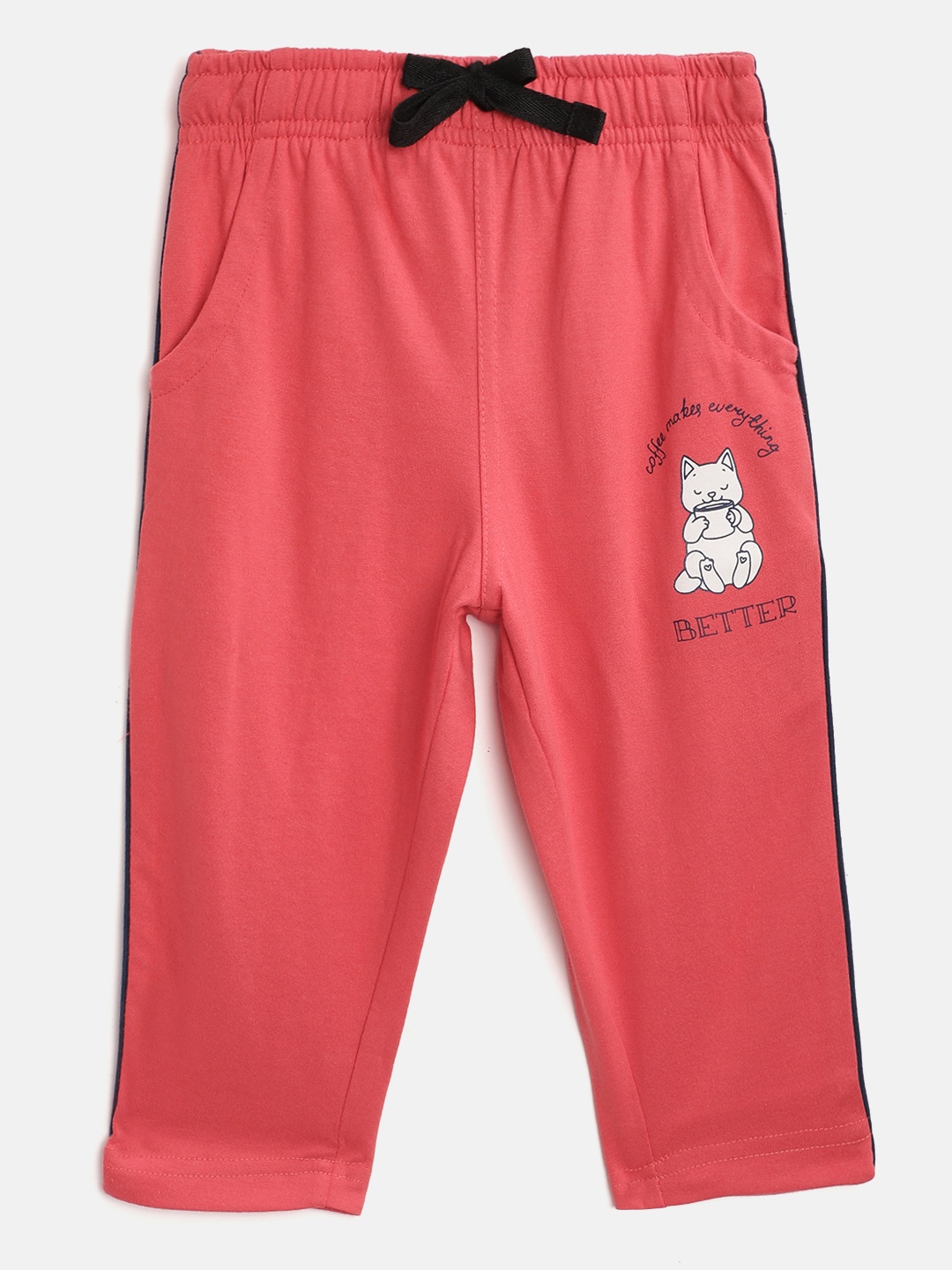 

Sweet Dreams Girls Coral Pink Solid Regular Fit Lounge Capris