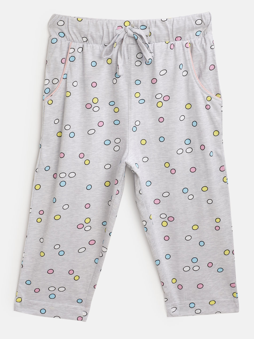 

Sweet Dreams Girls Grey Melange & Pink Geometric Print Regular Fit Capri