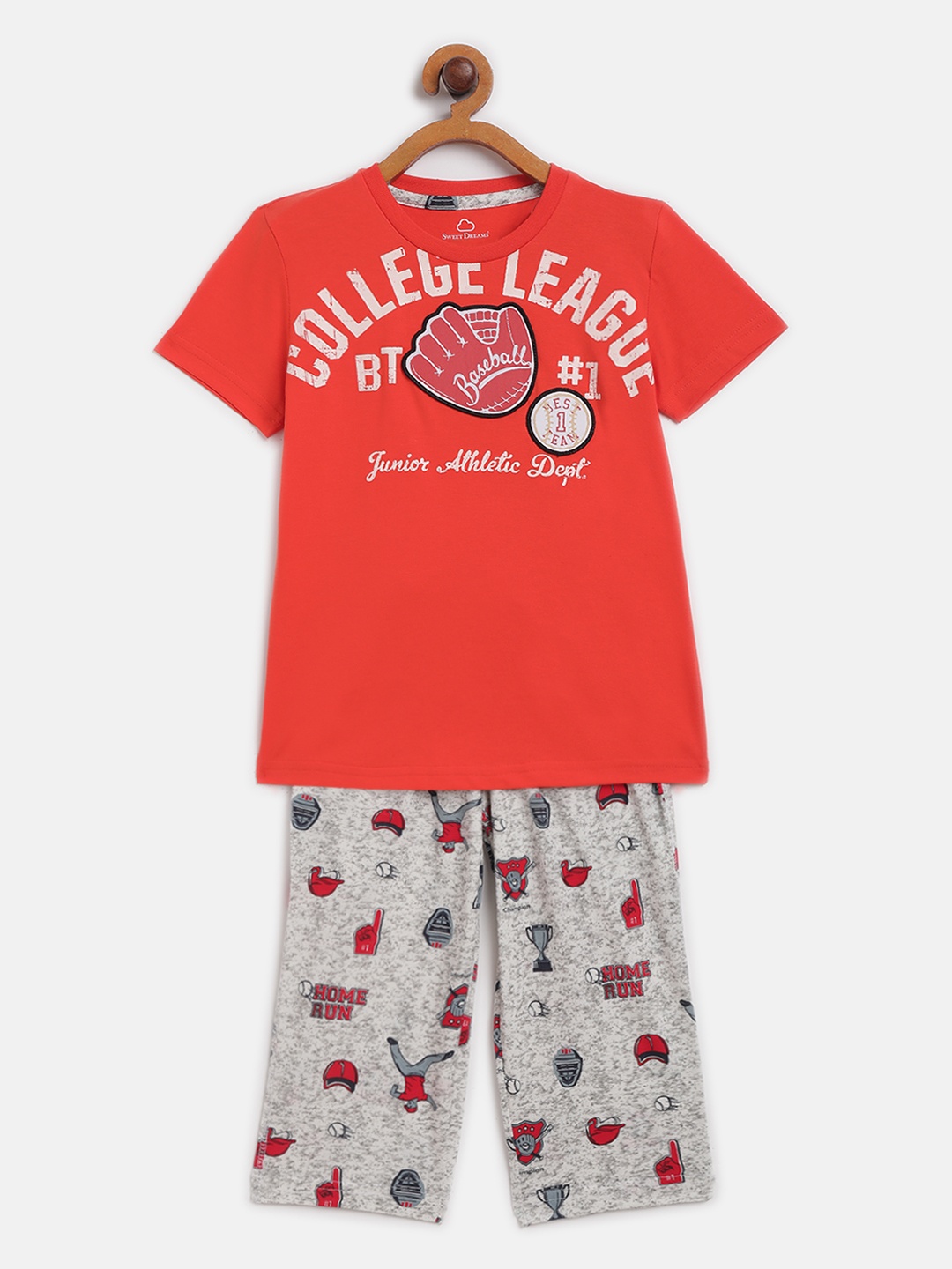 

Sweet Dreams Boys Red & White Typography Print Capri Set