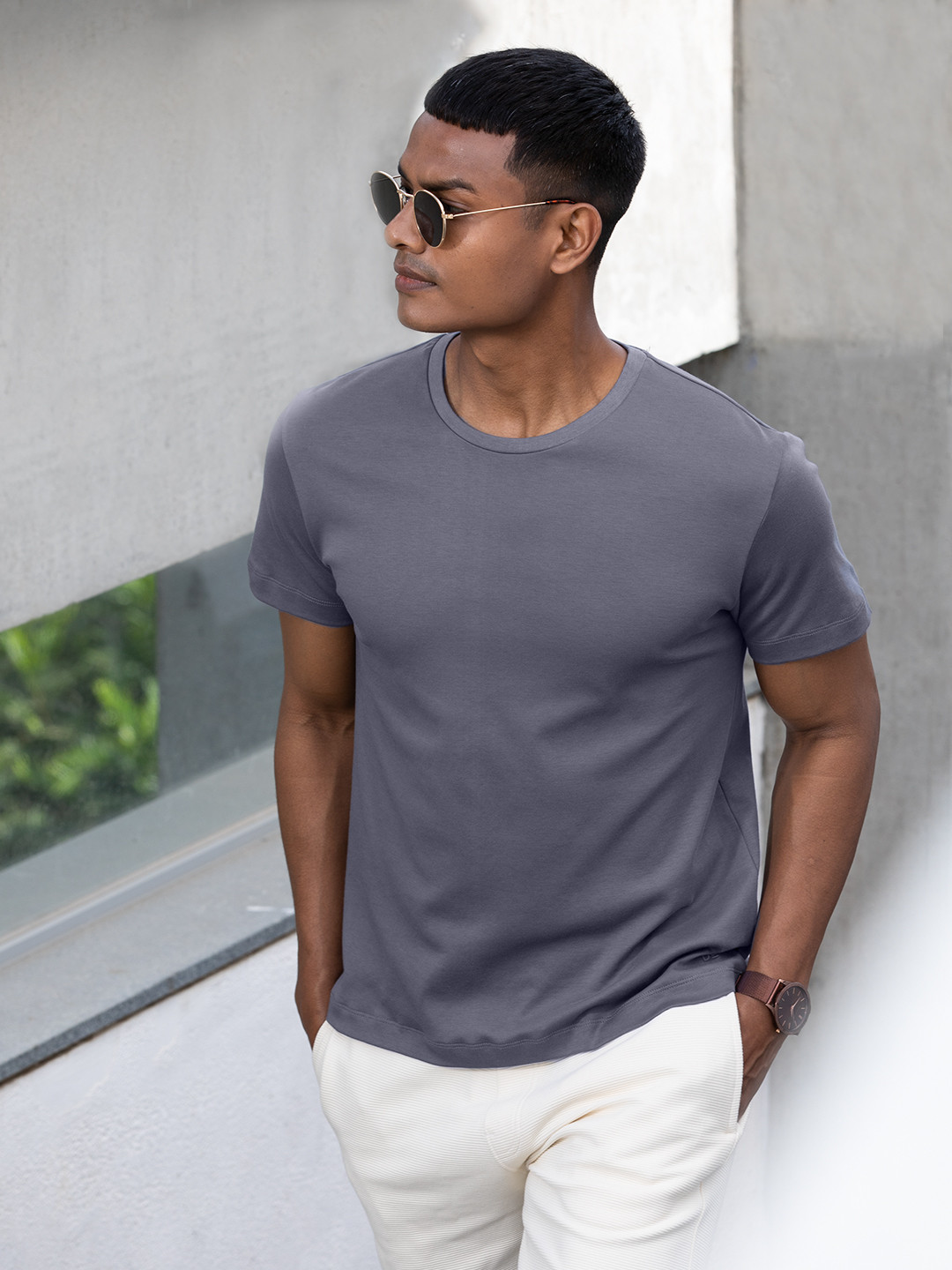 

DAMENSCH Men Round Neck T-shirt DAM-TEES-RSG, Grey