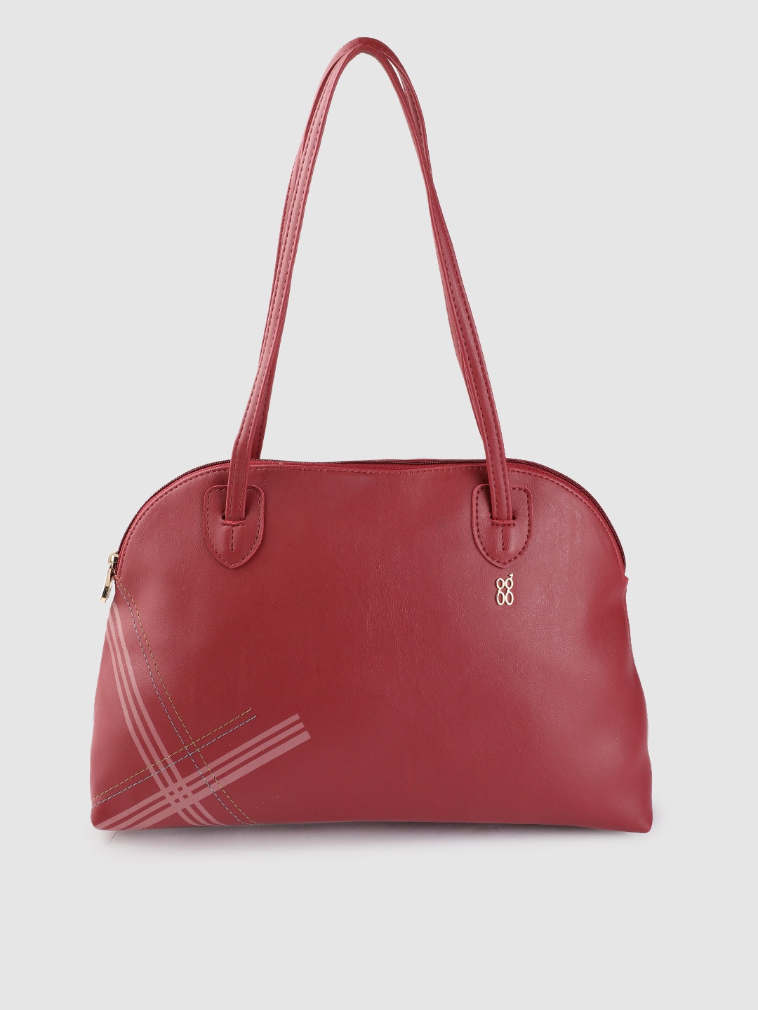 

Baggit Maroon Solid Shoulder Bag with Striped Detail