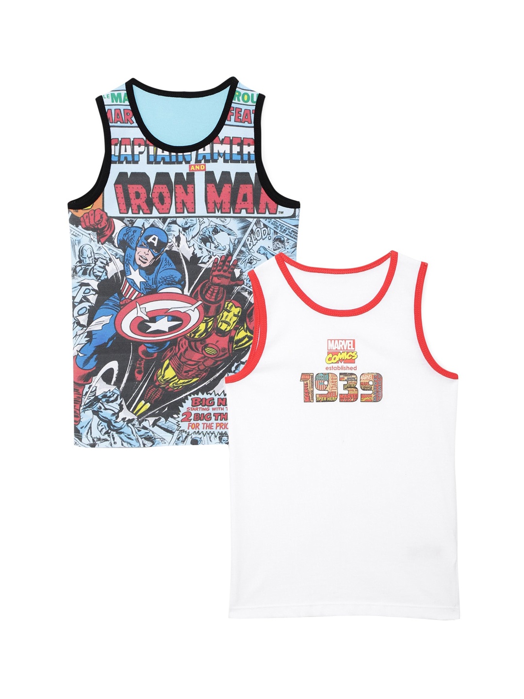 

Charm n Cherish Boys Pack Of 2 Printed Pure Cotton Innerwear Vests, Blue