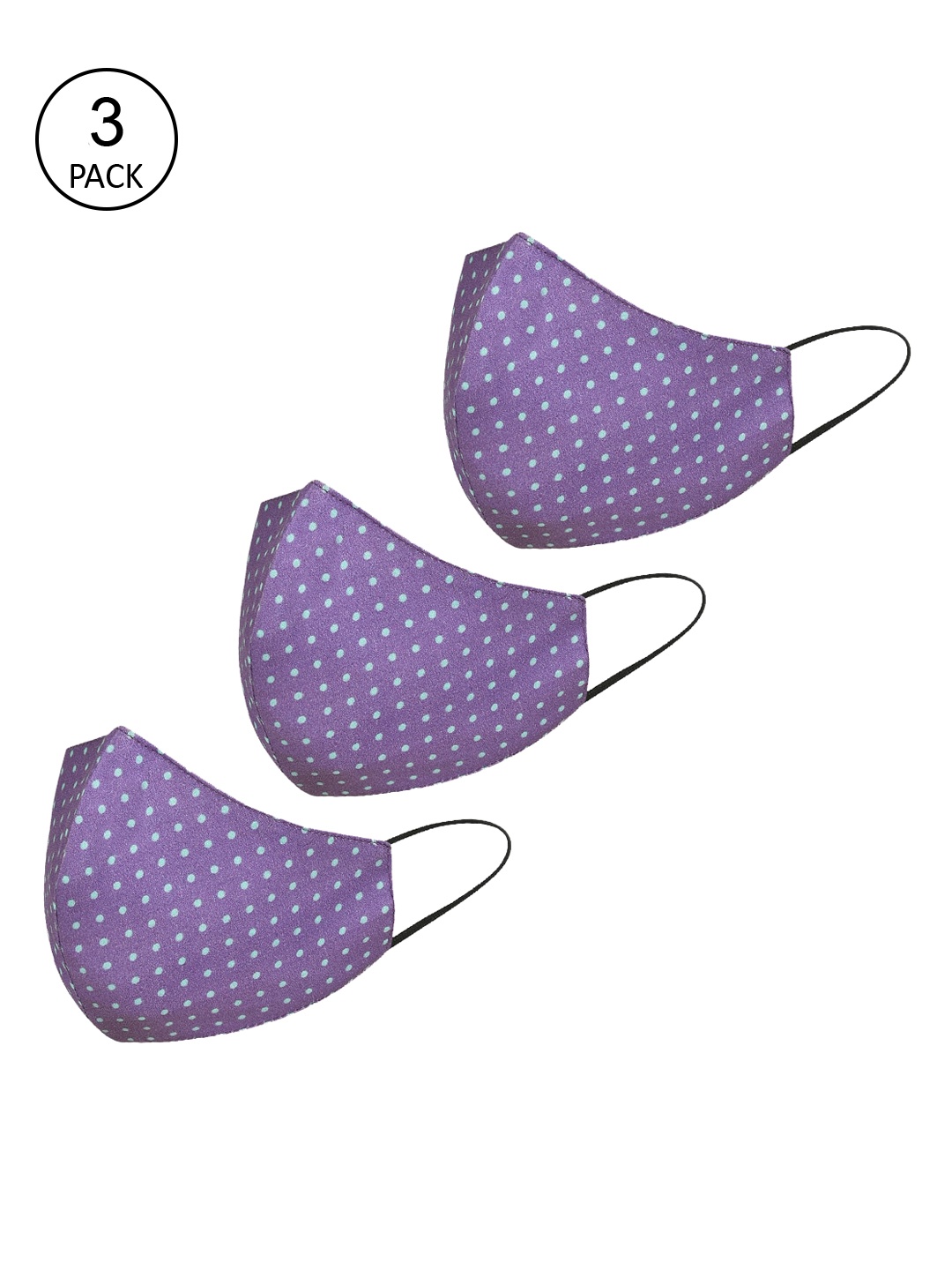 

Tossido Pack of 3 100% Pure Cotton Premium 3Ply Reusable Outdoor Masks, Purple