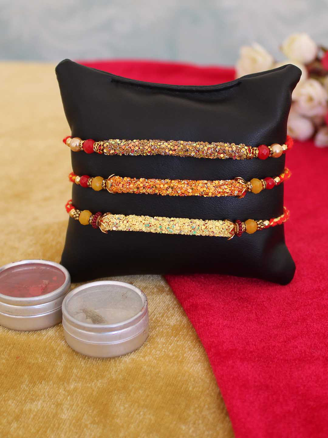 

TIED RIBBONS Set of 3 Men Multicoloured Rakhi with Card & Roli Chawla, Multi