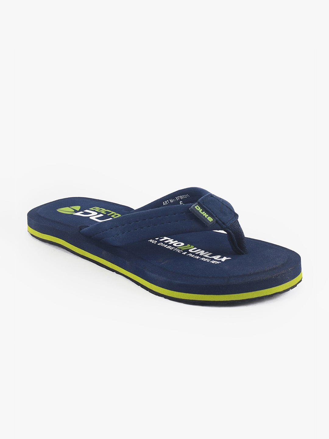 

Duke Women Navy Blue & Fluorescent Green Printed Thong Flip-Flops