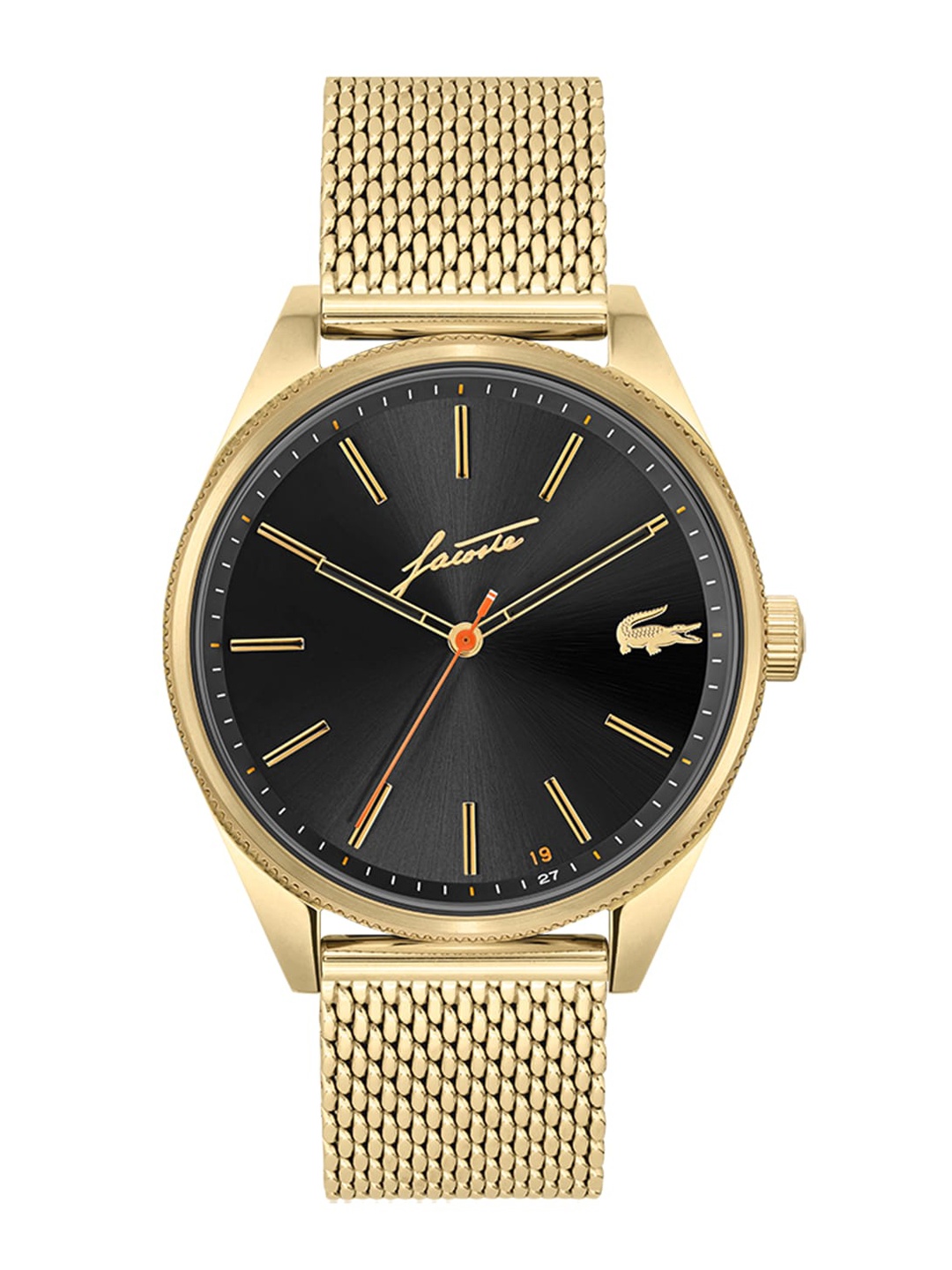 

Lacoste Men Black Dial & Gold Toned Bracelet Style Straps Analogue Watch 2011144
