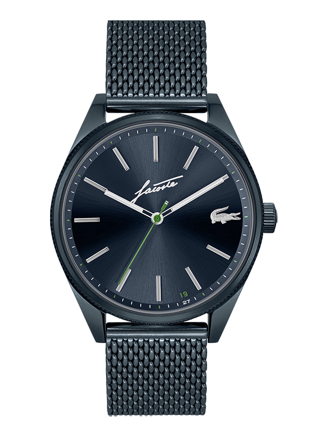 

Lacoste Men Blue Brass Dial& Stainless Steel Bracelet Style Straps Analogue Watch 2011145