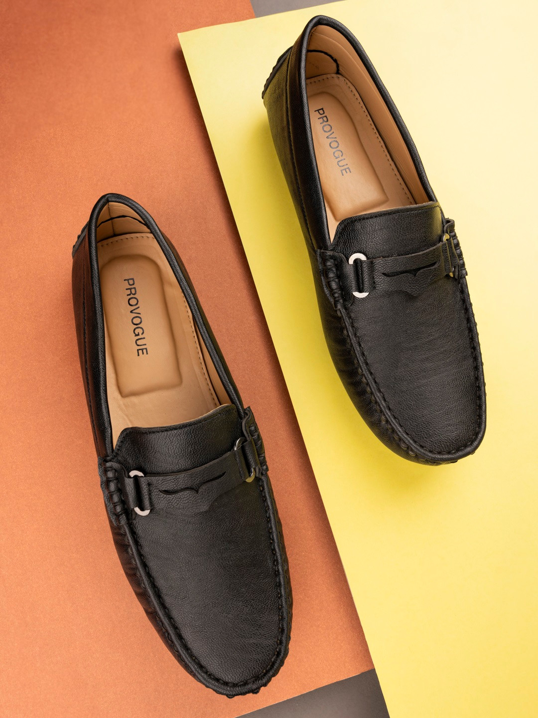

Provogue Men Black Solid Formal Loafers