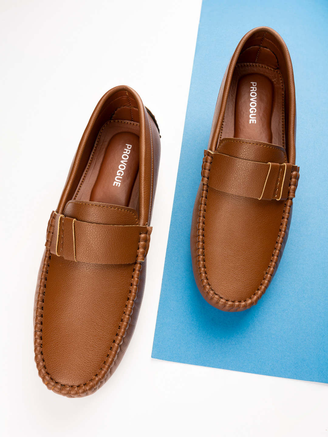 

Provogue Men Tan Brown Solid Formal Loafers