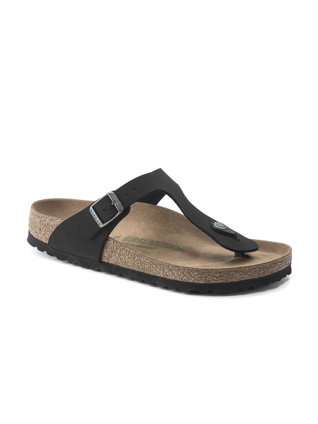 

Birkenstock Gizeh Vegan Black Regular Width Birko-Flor Nubuck Thong Sandals