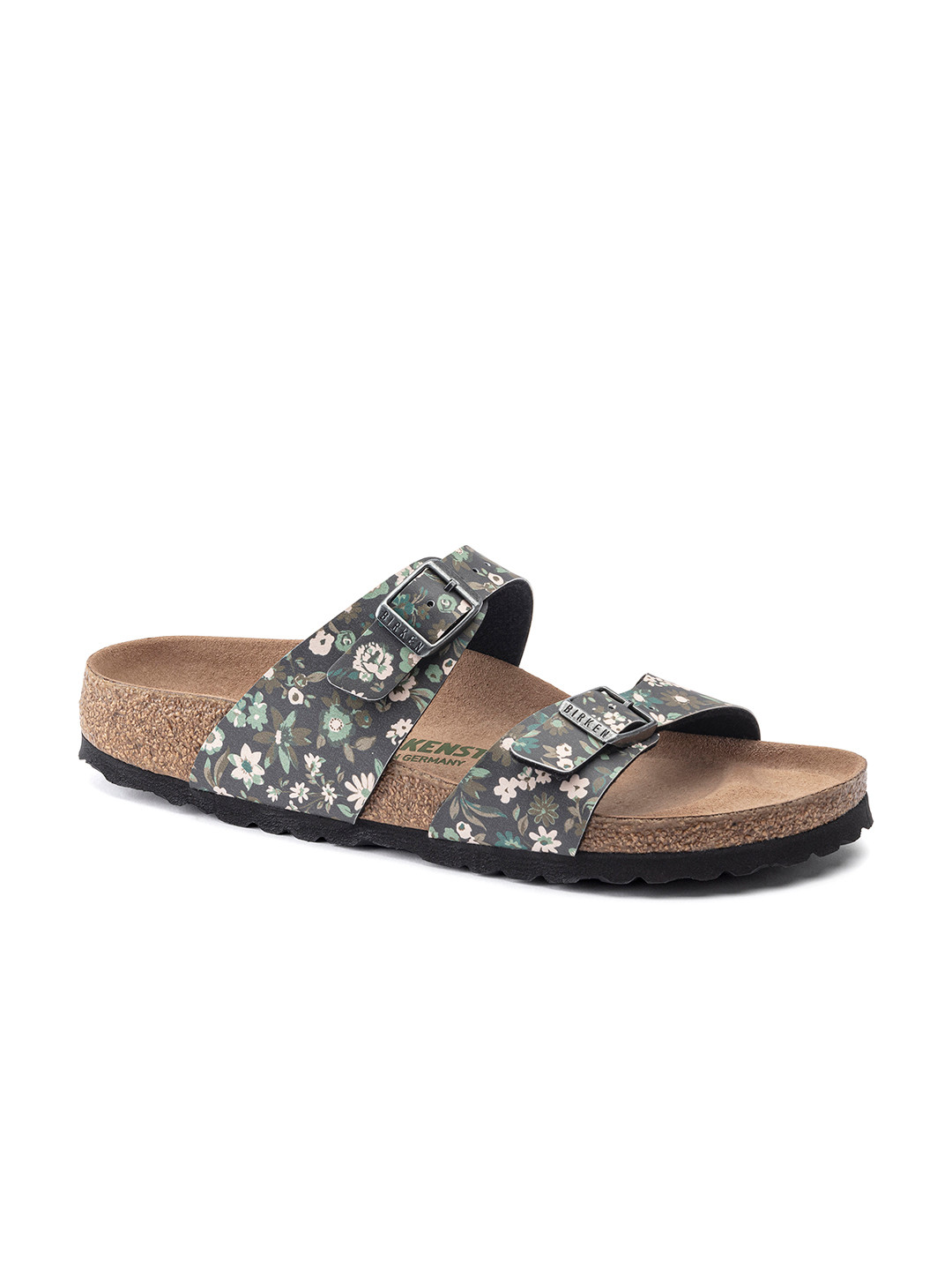 

Birkenstock Women Green Printed Sydney Vegan Narrow Width Open Toe Flats