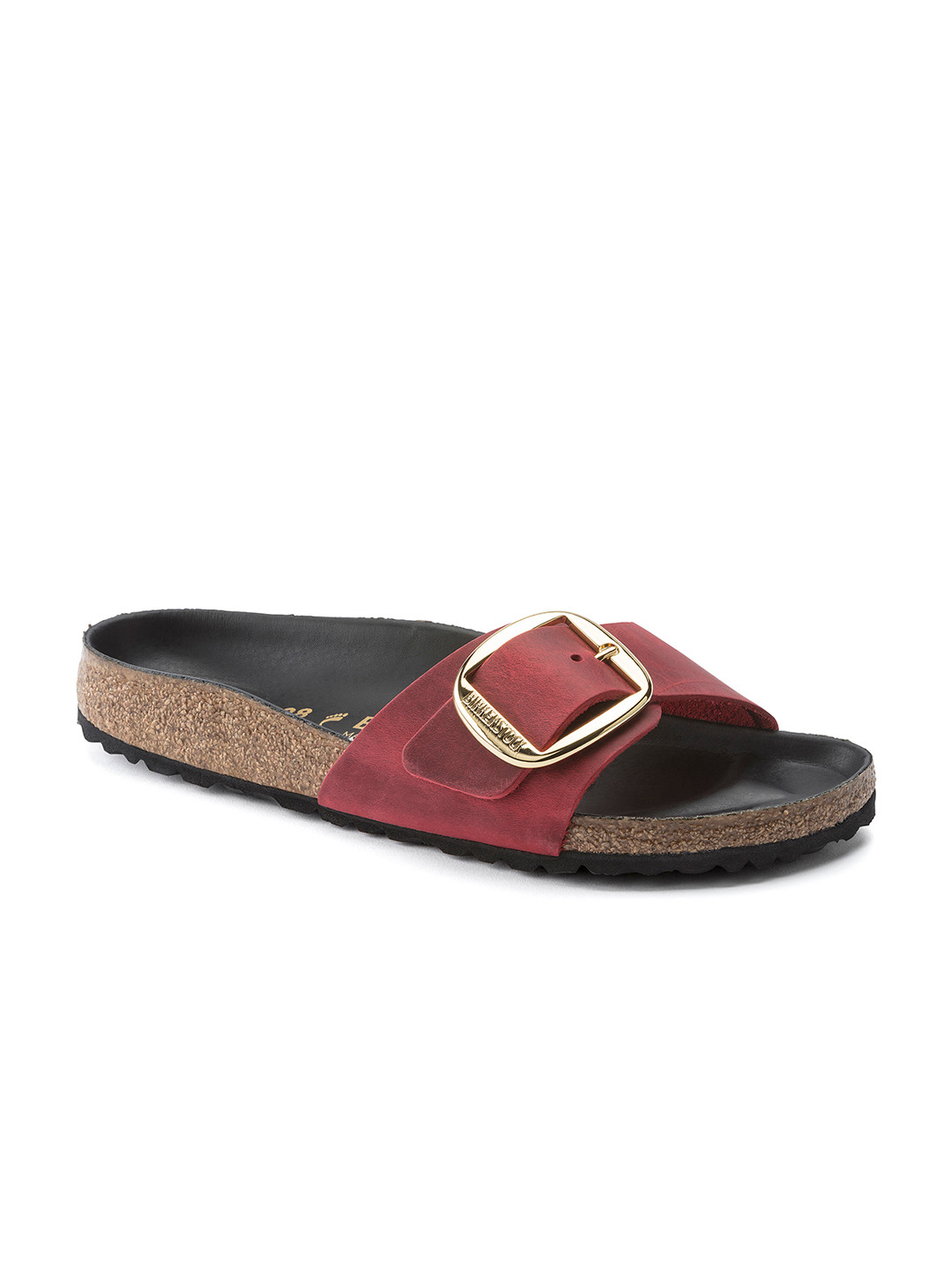 

Birkenstock Women Madrid Big Buckle Red Narrow Slide Sandals, Maroon