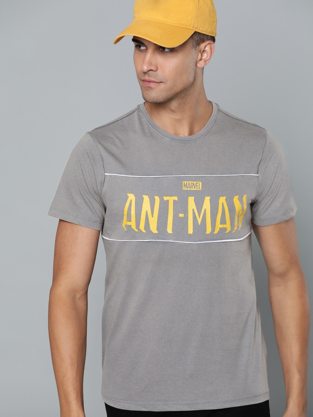 

Kook N Keech Marvel Men Grey & Yellow Ant-Man Printed Pure Cotton T-shirt