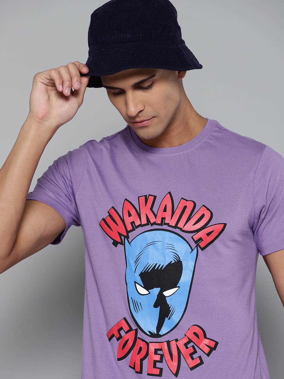 

Kook N Keech Marvel Men Lavender Batman Printed Pure Cotton T-shirt