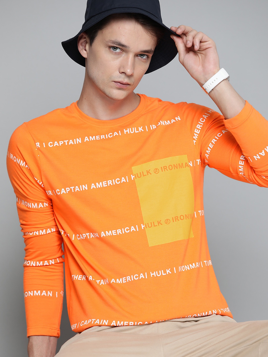 

Kook N Keech Marvel Men Orange Pure Cotton Avengers Printed T-shirt