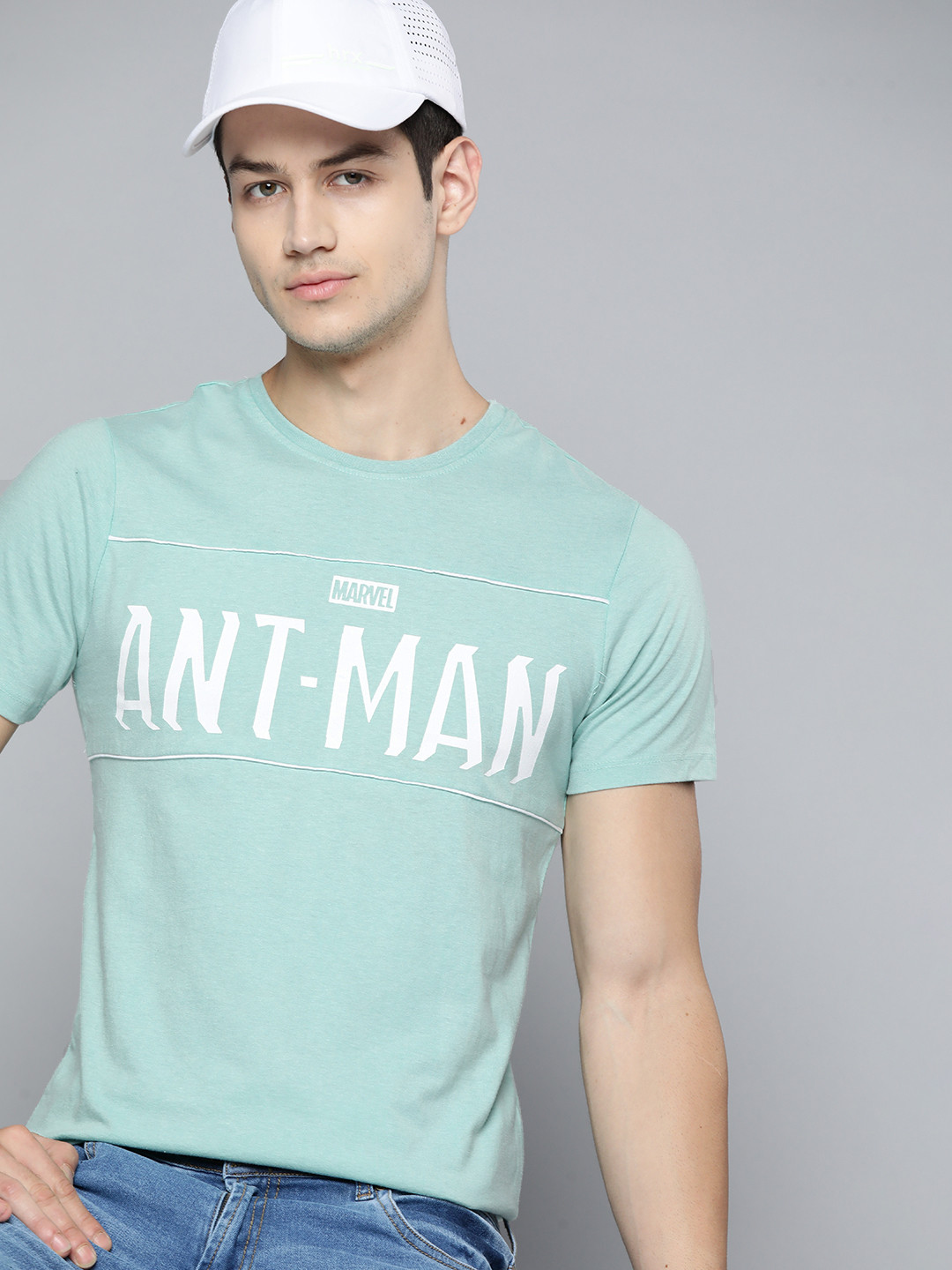 

Kook N Keech Marvel Men Sea Green & White Ant-Man Typography Printed Pure Cotton T-shirt