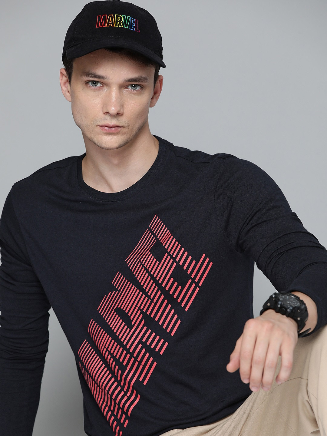 

Kook N Keech Marvel Men Navy Blue Pure Cotton Marvel Printed T-shirt