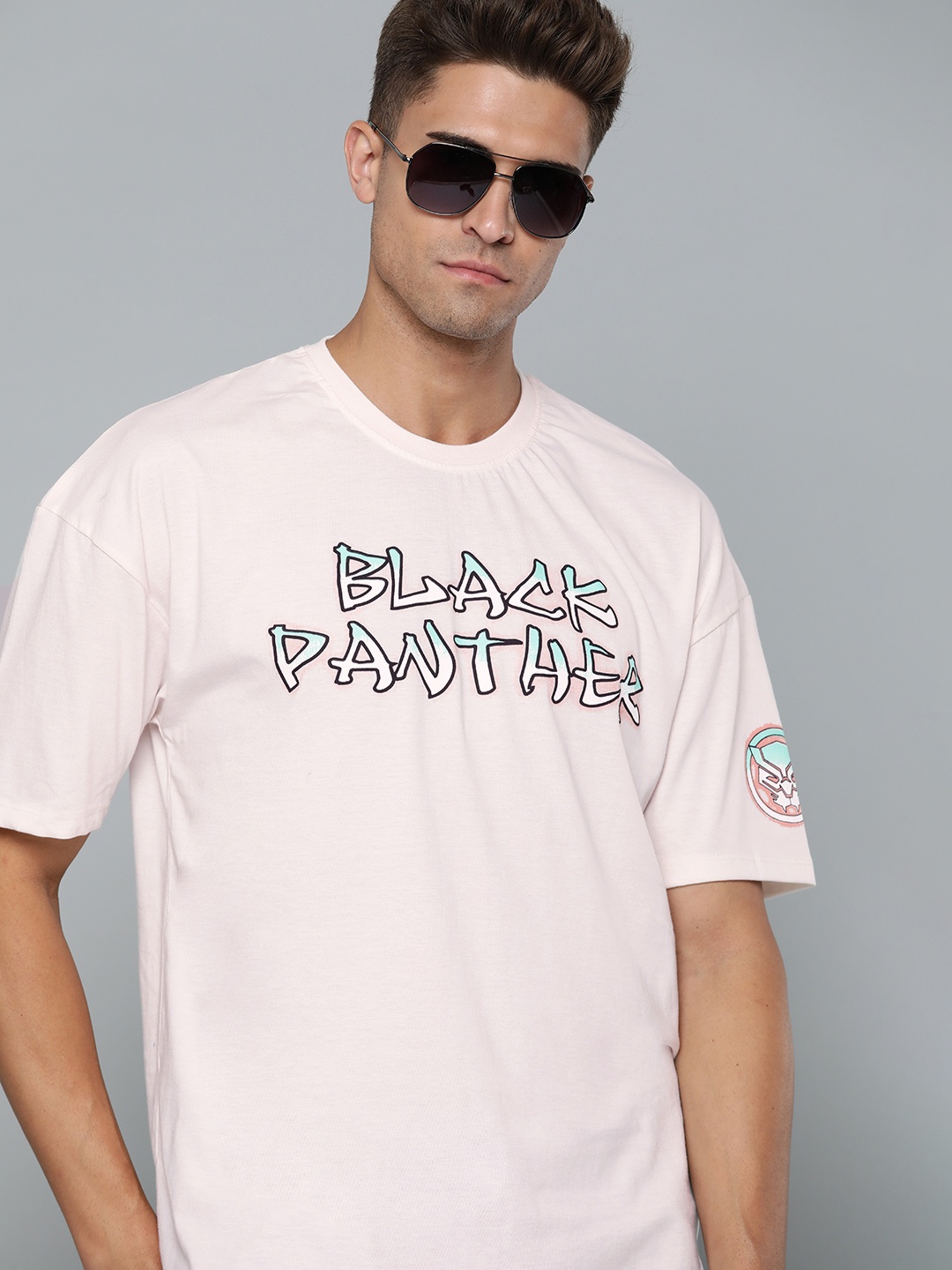 

Kook N Keech Marvel Men Pink Black Panther Printed Pure Cotton T-shirt