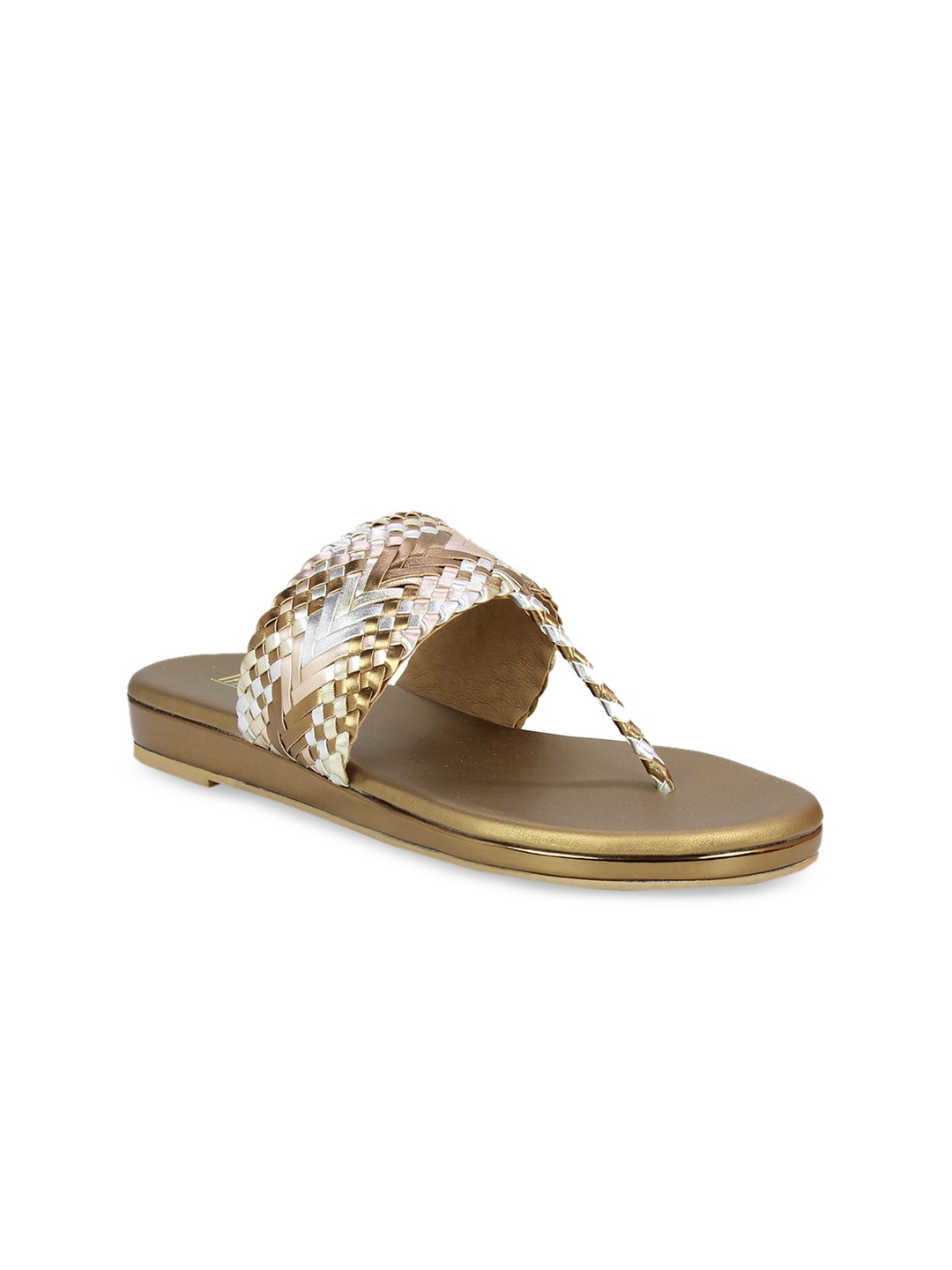 

Inc 5 Women Gold-Toned Ethnic Open-Toe Flats