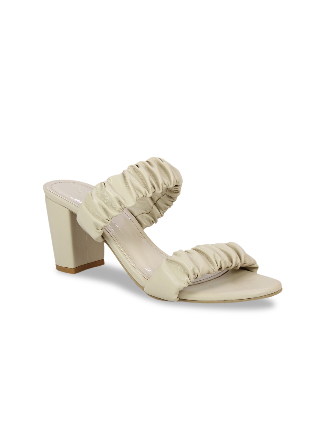 

Inc 5 Women Beige Textured Block Sandals